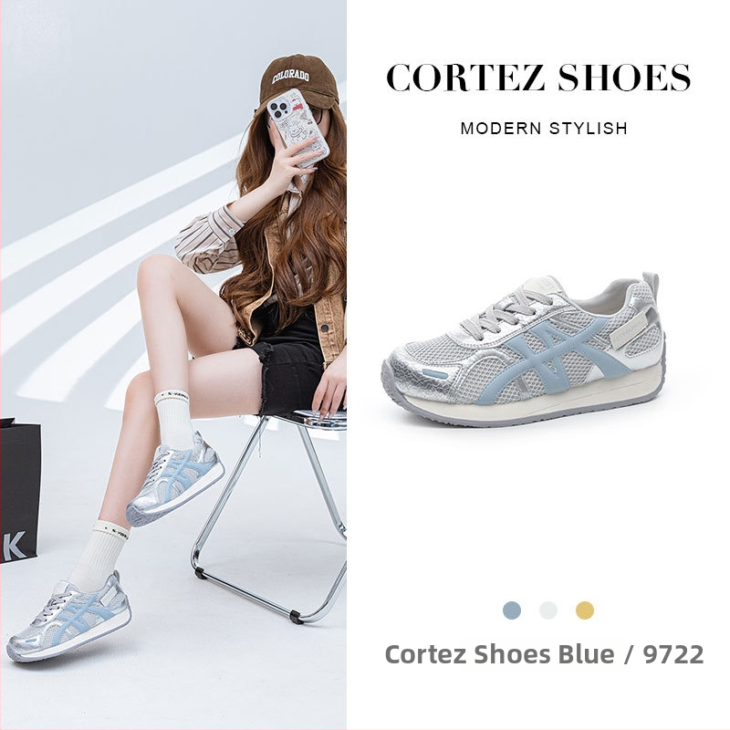 Adidași pentru femei cu talpă groasă și creștere internă a înălțimii, partea superioară din piele în două straturi cu plasă respirabilă, model dungat, închidere cu șiret în față