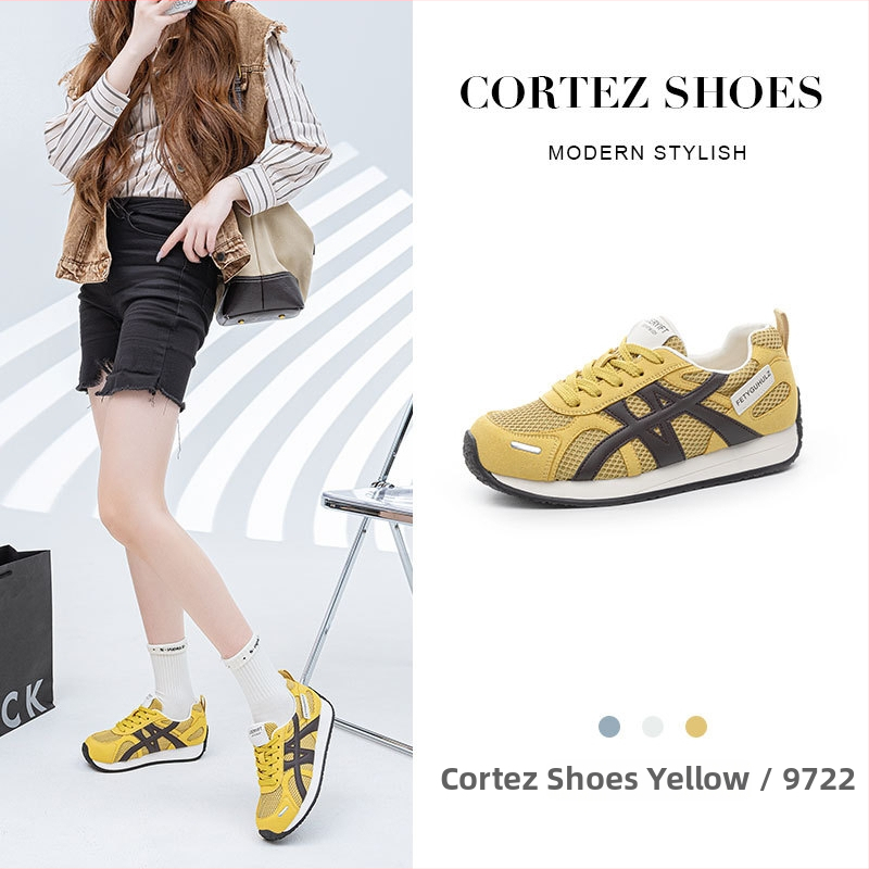 Adidași pentru femei cu talpă groasă și creștere internă a înălțimii, partea superioară din piele în două straturi cu plasă respirabilă, model dungat, închidere cu șiret în față