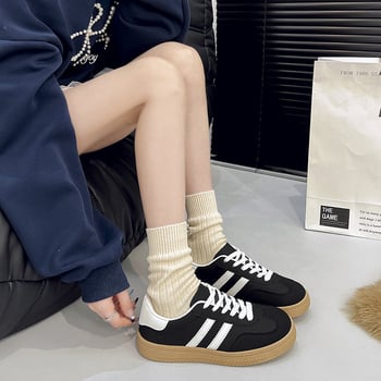 Pantofi sport pentru femei cu partea superioară din PU, căptușire din plasă respirabilă, închidere cu șireturi, talpă din cauciuc