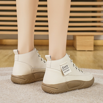 Pantofi casual pentru femei, vârf rotund, partea superioară PU, talpă TPR, închidere cu șireturi, 3–5 cm toc