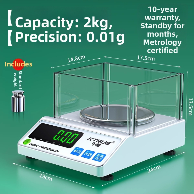 Elektroniska tekstilizstrādājumu svari audumu, papīra un kartona mērīšanai; zīmols Qianque, modelis Jewelry scale