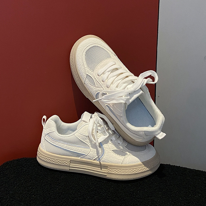 Női zárt orrú sportcipő PU+hálós felsőrésszel, kerek orr, 3–5 cm sarokmagasság, gumi talp