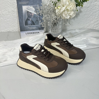 Pantofi sport pentru femei din piele naturală, respirabili, cu șireturi, talpă groasă 3–5 cm