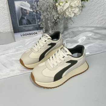 Pantofi sport pentru femei din piele naturală, respirabili, cu șireturi, talpă groasă 3–5 cm