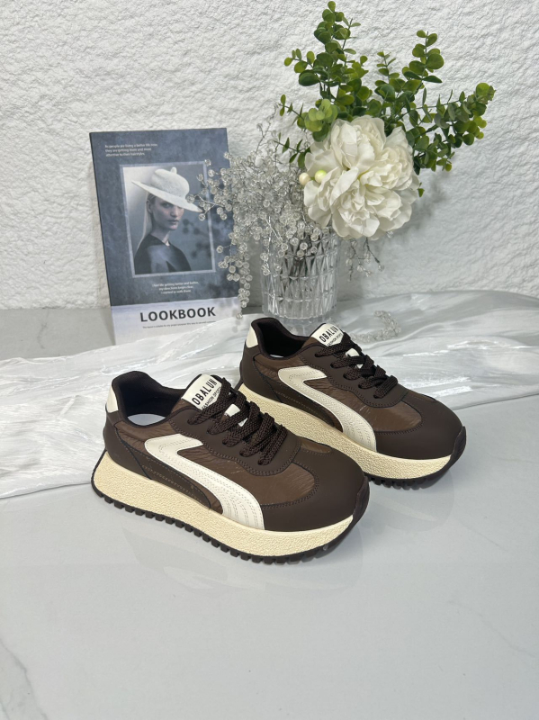 Pantofi sport pentru femei din piele naturală, respirabili, cu șireturi, talpă groasă 3–5 cm