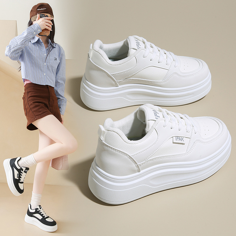 Női lépőcipő, légáteresztő vastag talppal, alacsony felsőrész PU-ból, gumírozott talp, kényelmes és kopásálló, nyár 2025