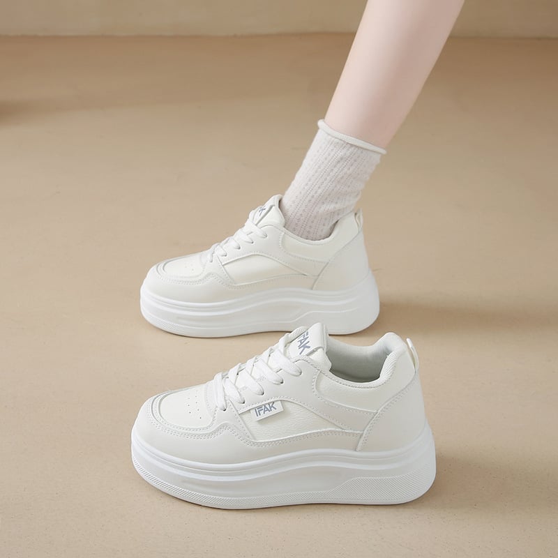 Női lépőcipő, légáteresztő vastag talppal, alacsony felsőrész PU-ból, gumírozott talp, kényelmes és kopásálló, nyár 2025