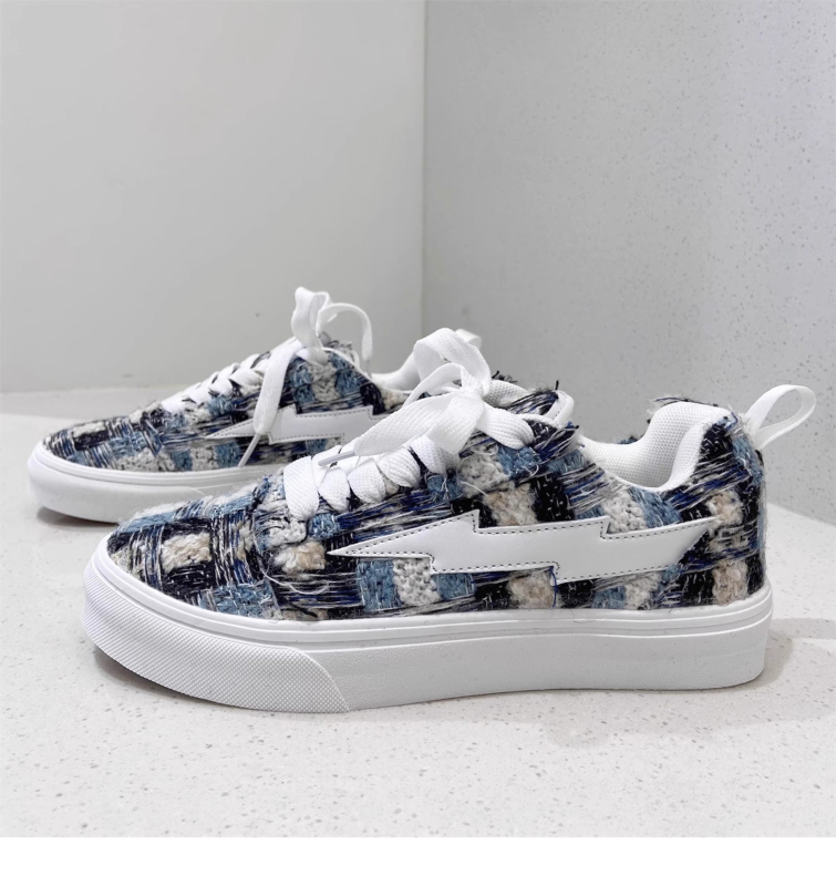 Casual sportske tenisice s color-block uzorkom, gornji dio od platna, TPR potplat, niski potpetica 1-3 cm, vezanje