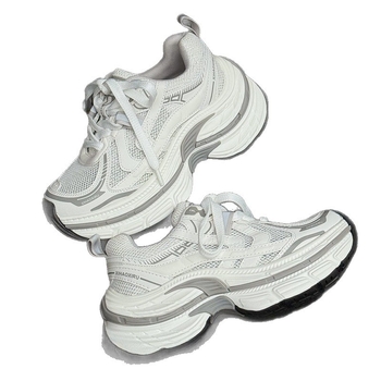 Ženske tenisice u stilu Dad sneakers, prozračni gornji dio s mrežastom podstavom, srednje visoko, peta 6–8 cm, gumena potplat, vezice, svakodnevne sportske tenisice