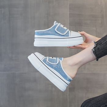 Baotou női slip-on vászon cipő – kerek orr, szabadidő stílus, PU belső, PU talp, 2024 nyár