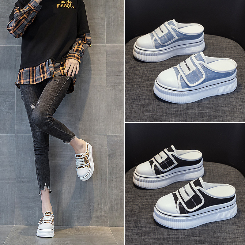 Baotou női slip-on vászon cipő – kerek orr, szabadidő stílus, PU belső, PU talp, 2024 nyár