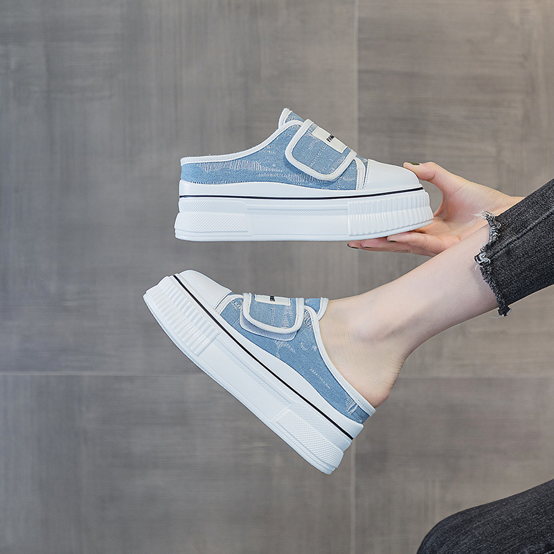 Baotou női slip-on vászon cipő – kerek orr, szabadidő stílus, PU belső, PU talp, 2024 nyár