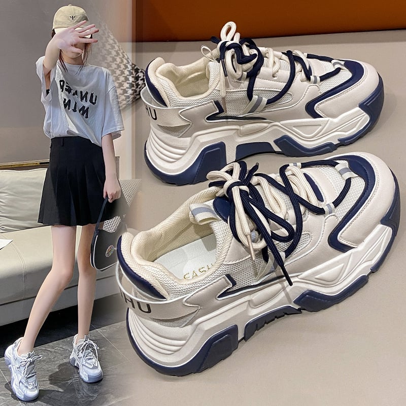 Patike dad shoes – povećanje visine, prozračne, niski gornji dio, vezanje, injekcijska potplat