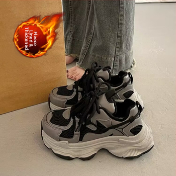 Ženské tenisky dad shoes - vrchný materiál PU+sieťovina, okrúhla špička, šnurovanie, gumová podrážka, výška päty 3–5 cm