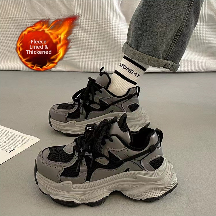 Ženské tenisky dad shoes - vrchný materiál PU+sieťovina, okrúhla špička, šnurovanie, gumová podrážka, výška päty 3–5 cm