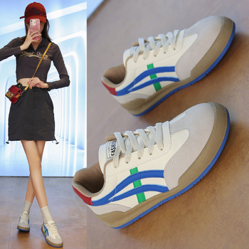 Дамски дишащи обувки от PU кожа, нисък профил, отпред връзване, 3–5 см височина на тока