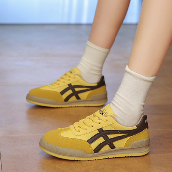 Дамски дишащи обувки от PU кожа, нисък профил, отпред връзване, 3–5 см височина на тока