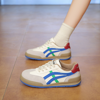 Дамски дишащи обувки от PU кожа, нисък профил, отпред връзване, 3–5 см височина на тока