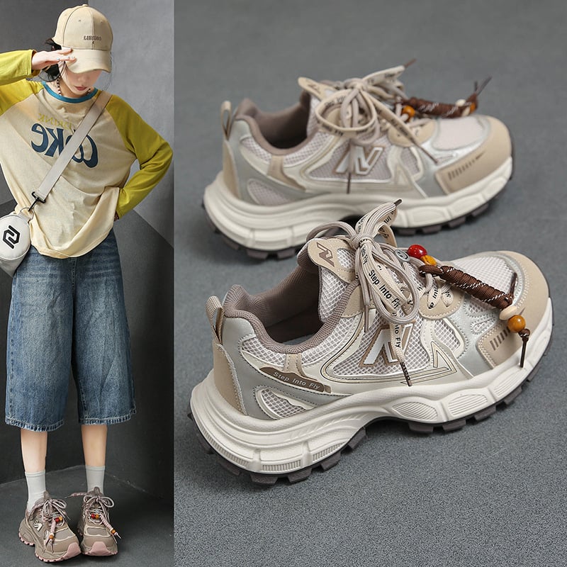 Zi mi Női vastag talpú sportcipő - felső rész textile, gumi talp, kerek orr, légáteresztő, fűzővel