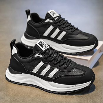 Muške tenisice Dad Shoes za povećanje visine – debeli gumeni potplat, protuklizne, vezanje, gornji dio od sintetičke kože, mrežasta unutrašnjost, sportske tenisice