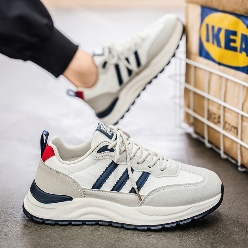 Muške tenisice Dad Shoes za povećanje visine – debeli gumeni potplat, protuklizne, vezanje, gornji dio od sintetičke kože, mrežasta unutrašnjost, sportske tenisice