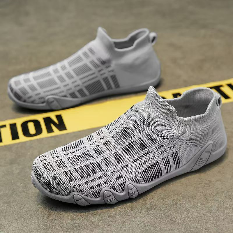Muške slip-on sportske tenisice, prozračne, karirani uzorak, zaobljeni vrh, PVC potplat