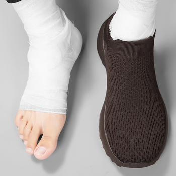 Мъжки Slip-On обувки Fly-Knit мрежеста горна част, дишаща EVA подметка, средна височина