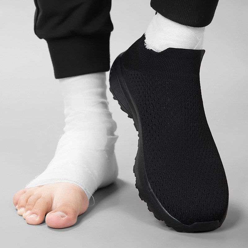 Мъжки Slip-On обувки Fly-Knit мрежеста горна част, дишаща EVA подметка, средна височина