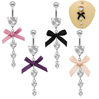 Köldökgyűrű, szív alakú, uniszex, cinkötvözet