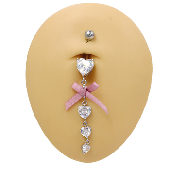 Köldökgyűrű, szív alakú, uniszex, cinkötvözet