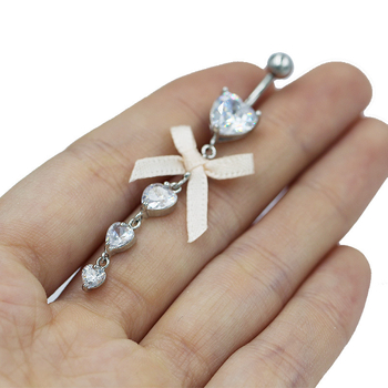 Köldökgyűrű, szív alakú, uniszex, cinkötvözet