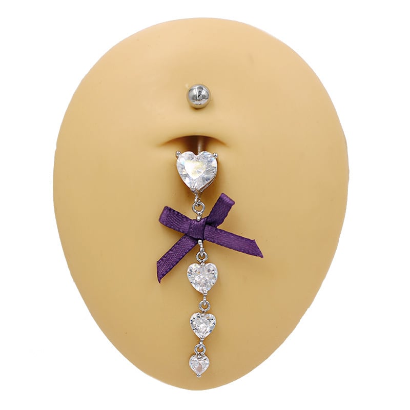 Köldökgyűrű, szív alakú, uniszex, cinkötvözet