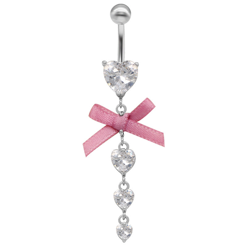 Köldökgyűrű, szív alakú, uniszex, cinkötvözet