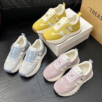 Női bőr tornacipő vastag talppal, fűzős, mindennapi casual cipő