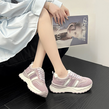 Női bőr tornacipő vastag talppal, fűzős, mindennapi casual cipő