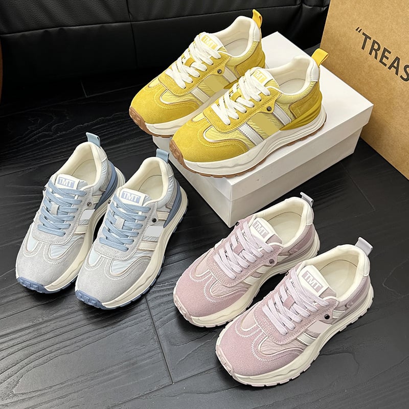 Női bőr tornacipő vastag talppal, fűzős, mindennapi casual cipő