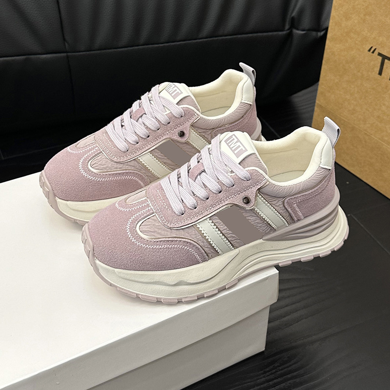 Női bőr tornacipő vastag talppal, fűzős, mindennapi casual cipő