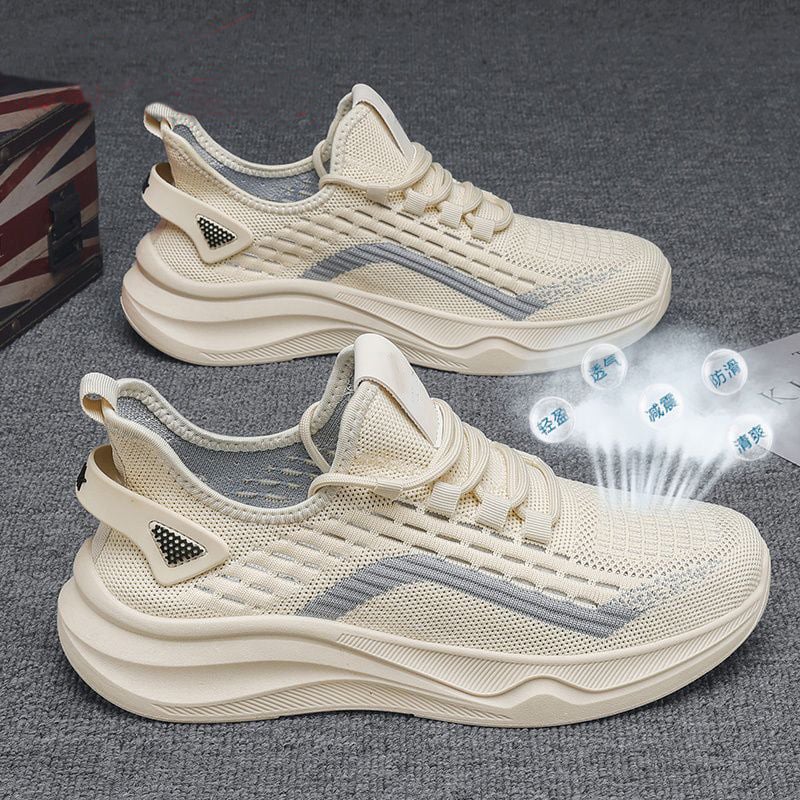 Férfiaknak készült sportos mindennapi cipő – légáteresztő hálós felsőrész, fűzős záródás, alacsony szárú kivitel, EVA talpbetét, vastag talp