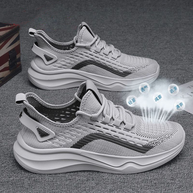 Férfiaknak készült sportos mindennapi cipő – légáteresztő hálós felsőrész, fűzős záródás, alacsony szárú kivitel, EVA talpbetét, vastag talp