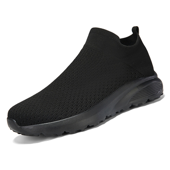 Pánske Slip-On tenisky so širokým nosom, Fly-Knit vrchnok, priedušná sieťovina, EVA podrážka, stredná výška, guľatá špička