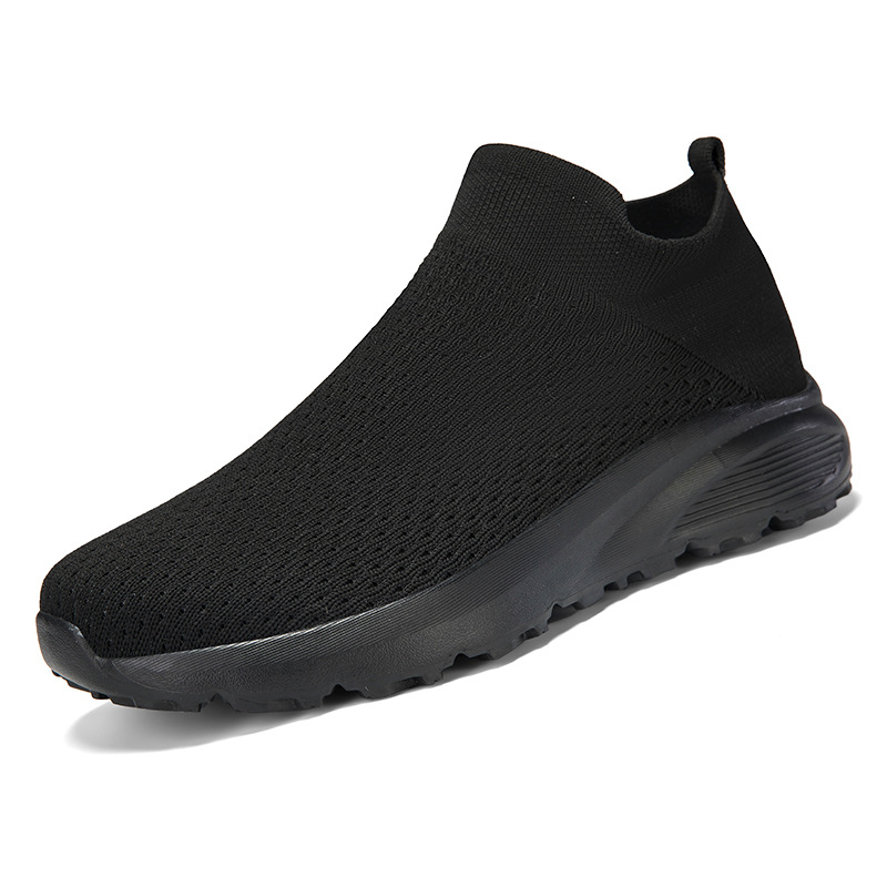 Pánske Slip-On tenisky so širokým nosom, Fly-Knit vrchnok, priedušná sieťovina, EVA podrážka, stredná výška, guľatá špička