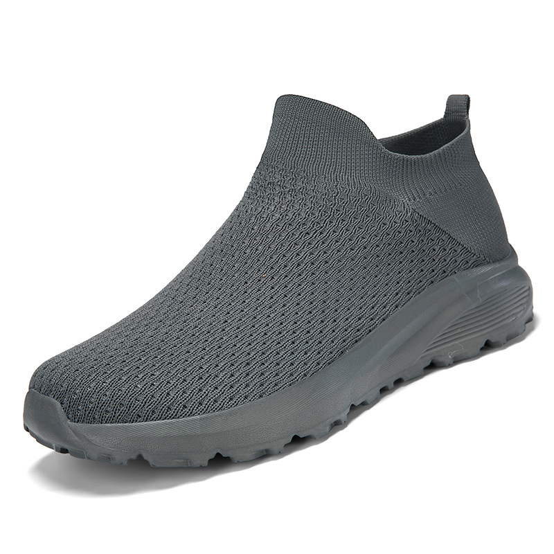 Pánske Slip-On tenisky so širokým nosom, Fly-Knit vrchnok, priedušná sieťovina, EVA podrážka, stredná výška, guľatá špička
