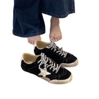 Γνήσια δερμάτινα γυναικεία αθλητικά χαμηλού ύψους, με κορδόνια, PU μεσόσολα, αντιολισθητική γόμα, καθημερινά παπούτσια