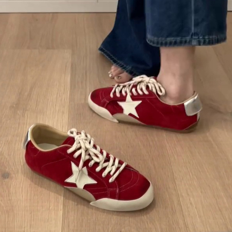 Γνήσια δερμάτινα γυναικεία αθλητικά χαμηλού ύψους, με κορδόνια, PU μεσόσολα, αντιολισθητική γόμα, καθημερινά παπούτσια