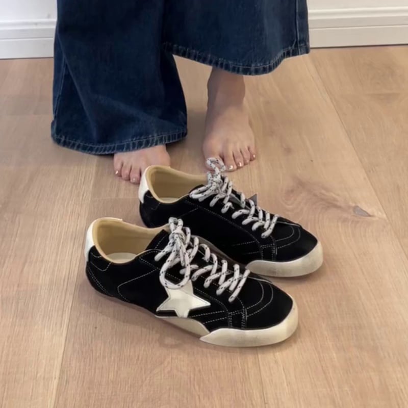 Γυναικεία αθλητικά χαμηλού ύψους από γνήσιο δέρμα βοδιού, PU μεσαία σόλα, αντιολισθητική εξωτερική σόλα από καουτσούκ, με κορδόνια, στρογγυλή μύτη, σχέδιο με πάνελ ανάμειξης