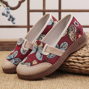 Női vászoncipő Old Beijing stílusban, tavasz–nyár, légáteresztő, slip-on, felsőrész: vászon, talp: gumi, insoles: textile