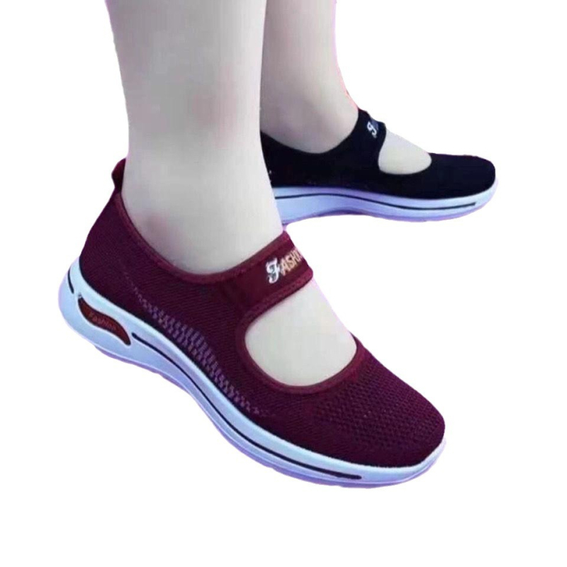 Női slip-on cipő hálós felsőrésszel, légáteresztő, csúszásmentes PVC talppal, alacsony sarok 1–3 cm