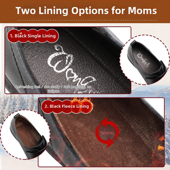 Középkorú nők számára készült valódi bőr cipő Velcro zárással, anti-slip PU talp, kerek orr, lapos sarok