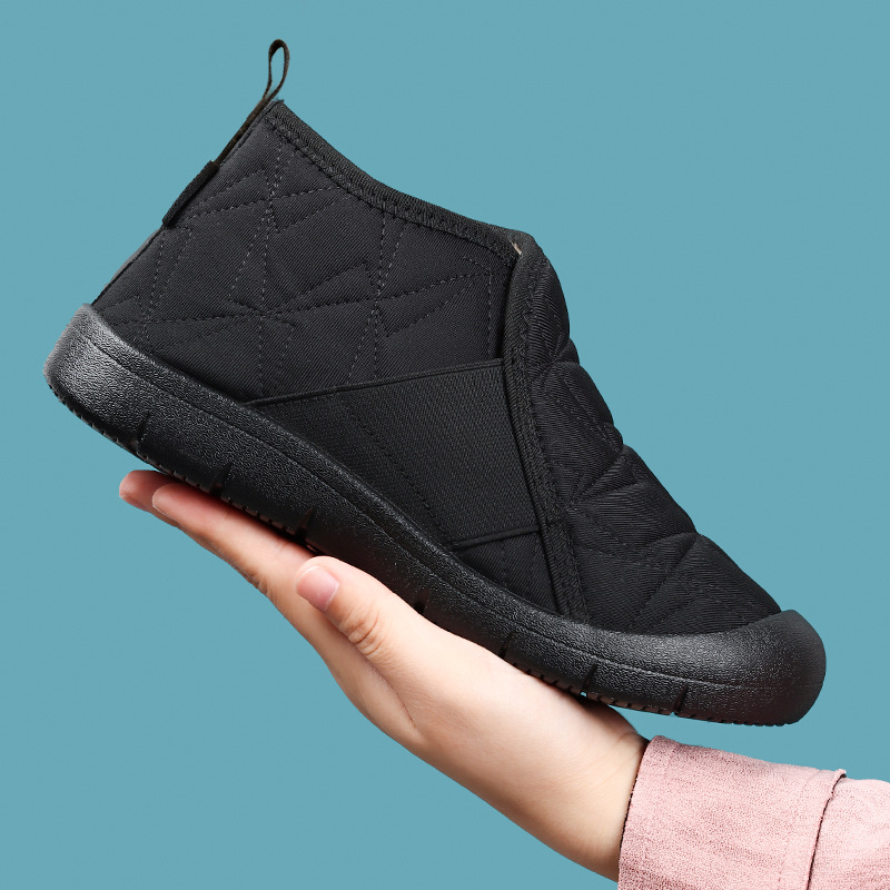 Dámske zimné topánky z bavlny s fleecovou podšívkou, slip-on, kruhová špička, PVC podrážka