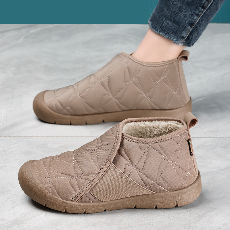 Dámske zimné topánky z bavlny s fleecovou podšívkou, slip-on, kruhová špička, PVC podrážka